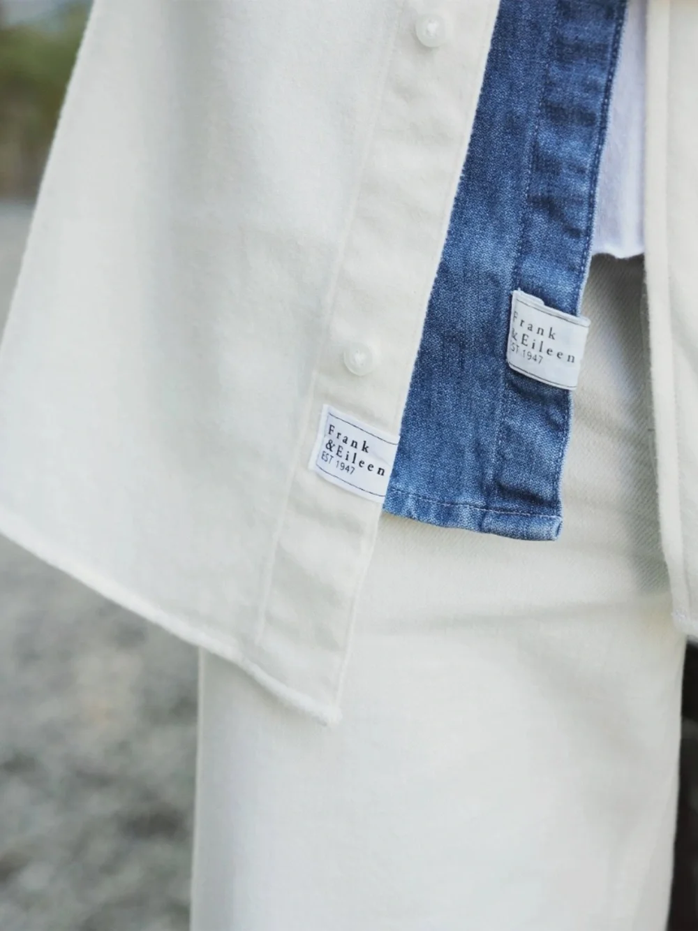 Frank & Eileen McLoghlin Utility Shirt in Vintage White Flannel - Picture 6 of 6